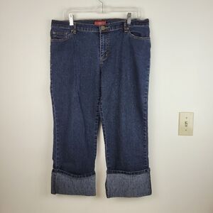 Alibi Clothing Dark Wash Lightweight  Women's Blue Jeans Cropped Cuffed 16